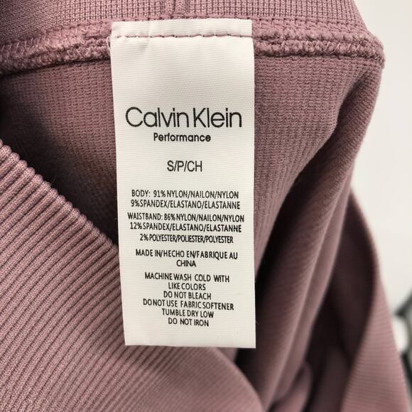 Calvin Klein Womens 7/8 Leggings Small Dusty Pink Stretch High Waist Ribbed NWT - Picture 9 of 10